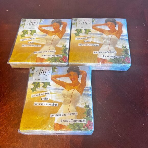 IHR Set Of 3 Retro-Themed 3-Ply Paper cocktail Napkins 20 Ct Each - Picture 1 of 3